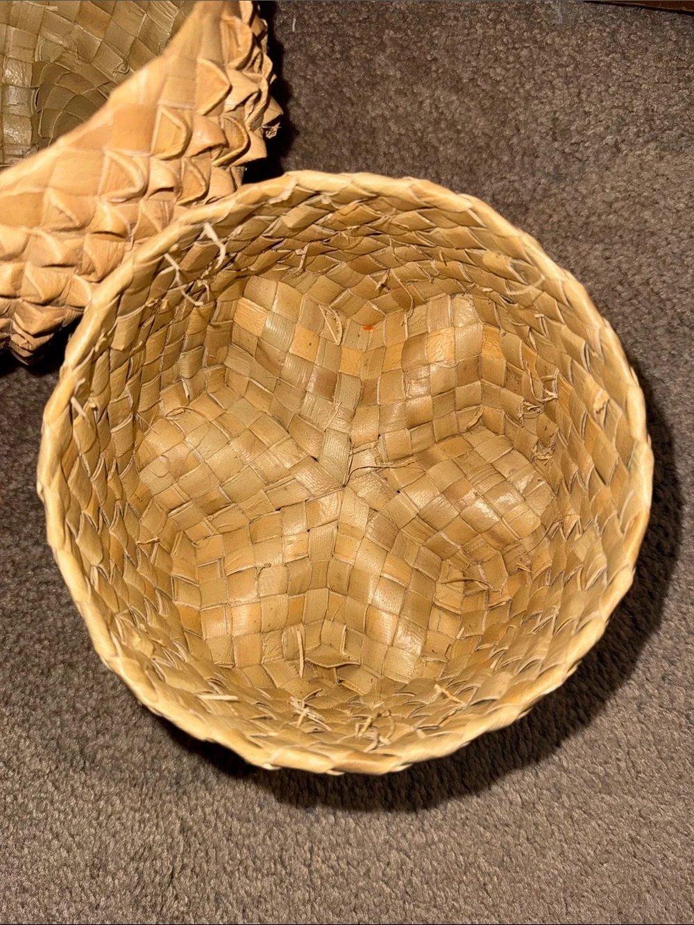 Hawaiian six point star Basket Natural Tan Decorative Basket